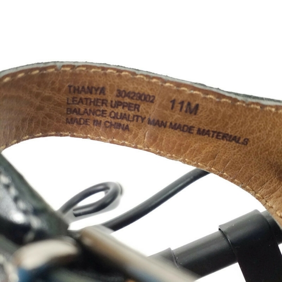 Naturalizer Thanya Black Leather Criss Cross Cork Platform Sandals Womens 11 - Picture 9 of 11